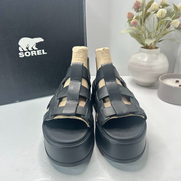 Sorel Dayspring Slingback Cage Platform Sandal Black NL5083-010 Women's 12 NWB - Picture 2 of 10